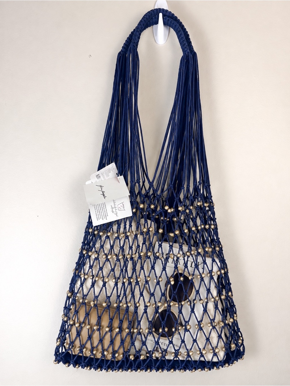 Free People Wishing Well Beaded Bag in Navy Blue